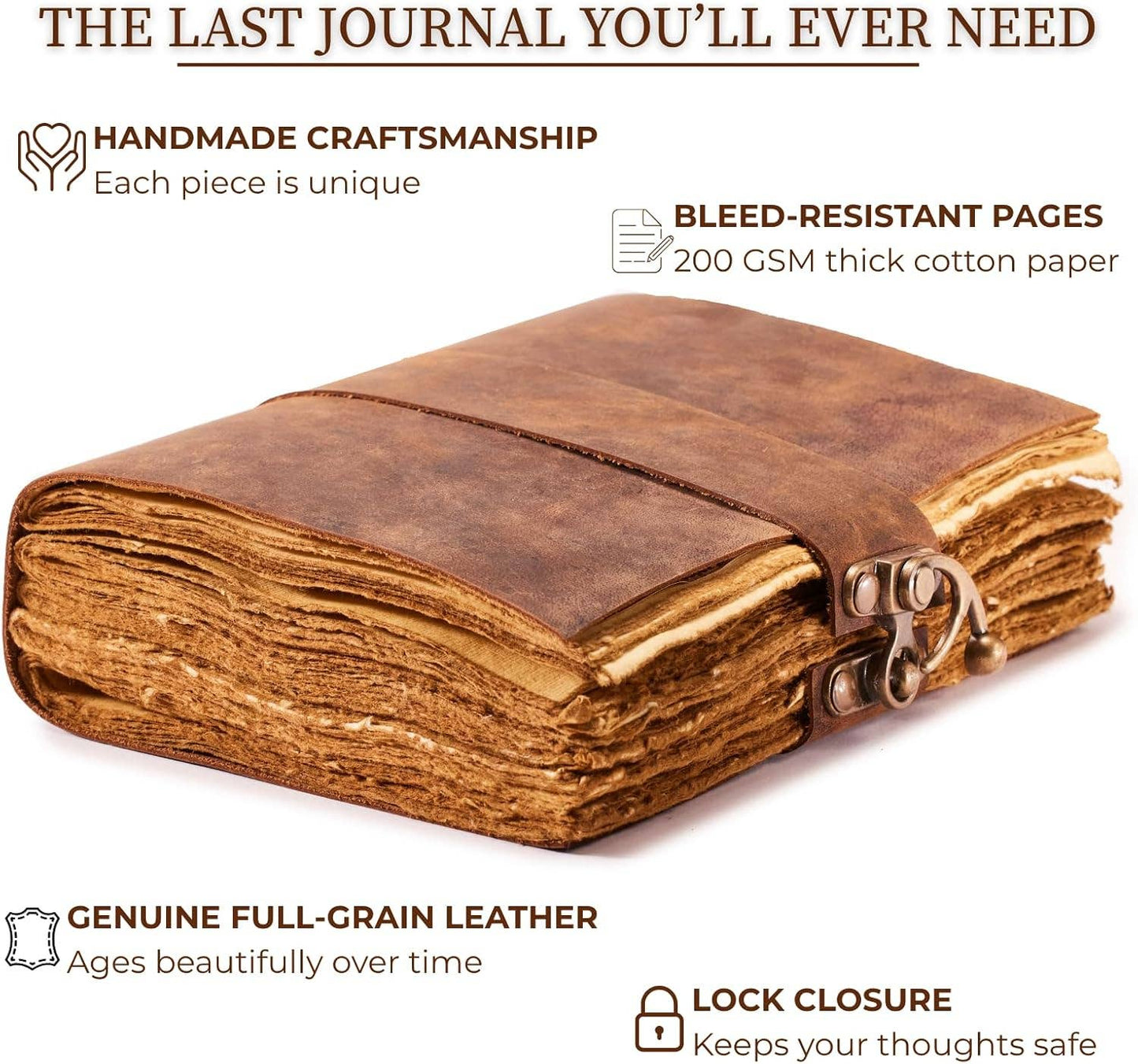 Handmade Real Leather Journal with Belt Closure – Vintage