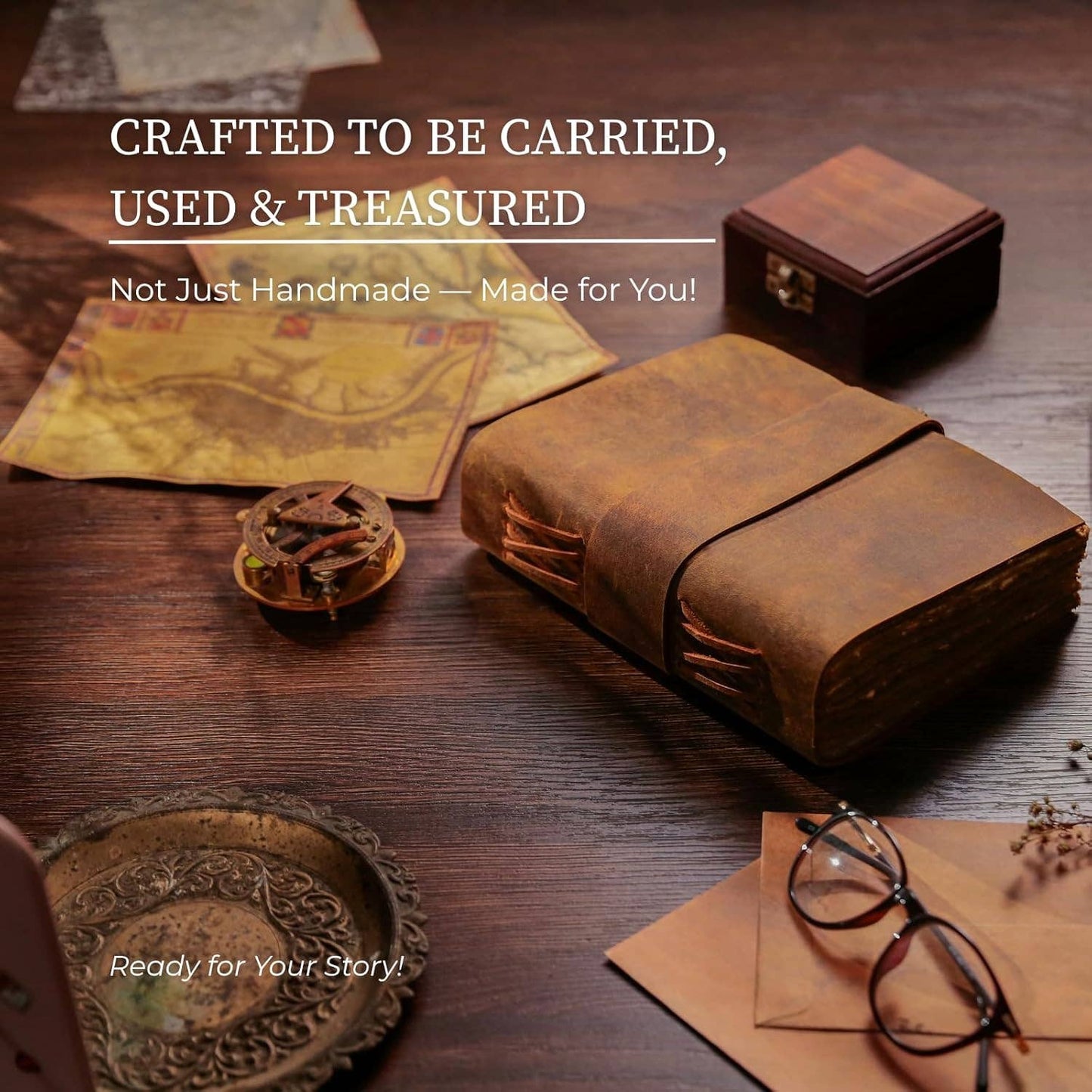 Handmade Real Leather Journal with Belt Closure – Vintage