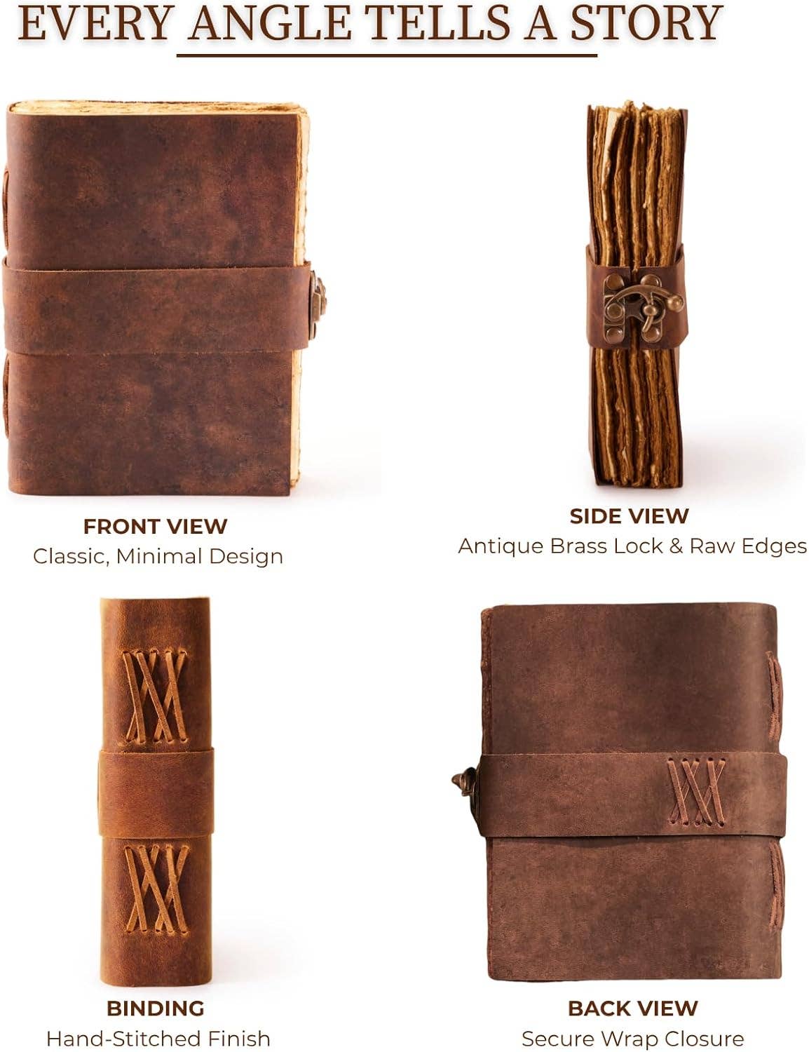 Handmade Real Leather Journal with Belt Closure – Vintage