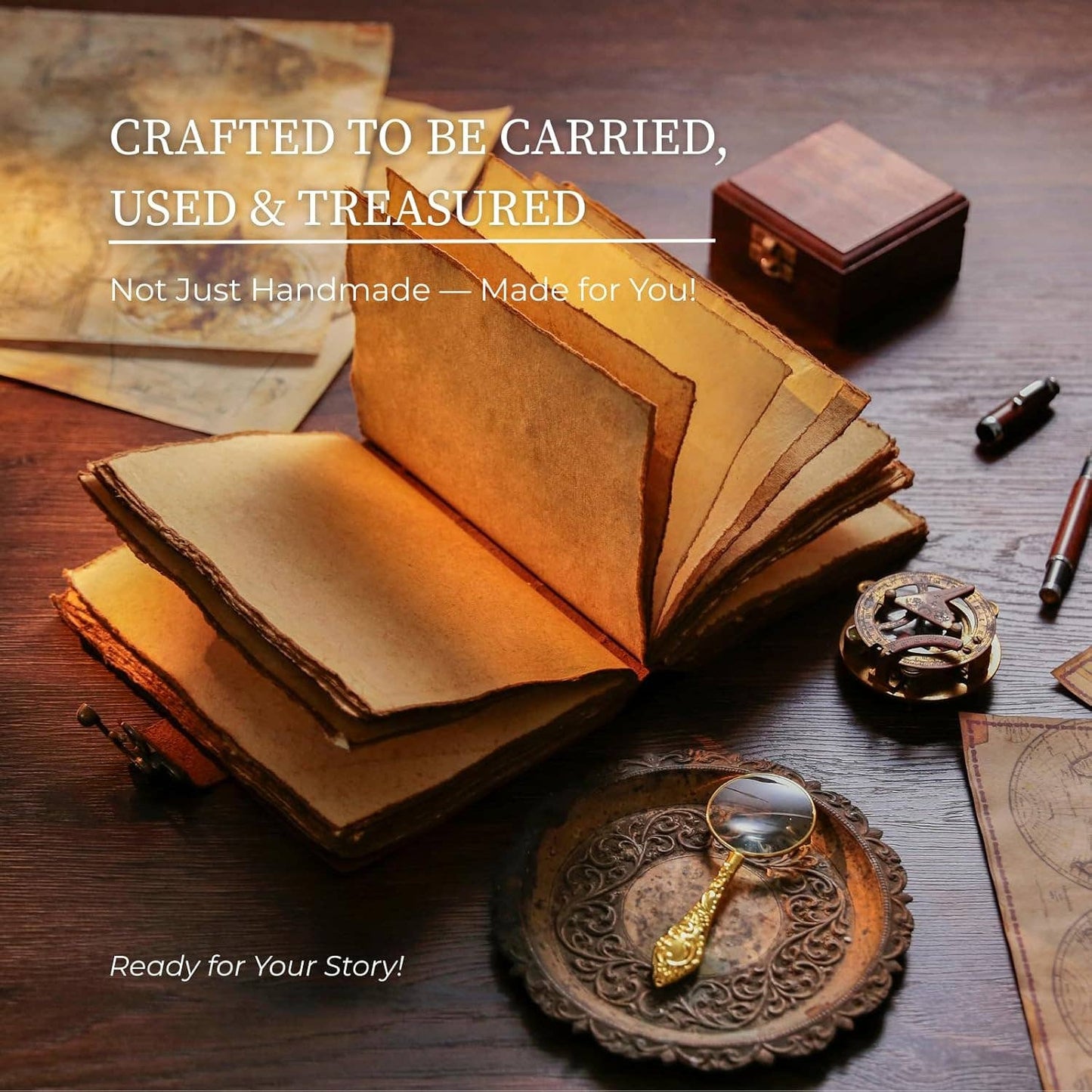 Handmade Real Leather Journal with Belt Closure – Vintage